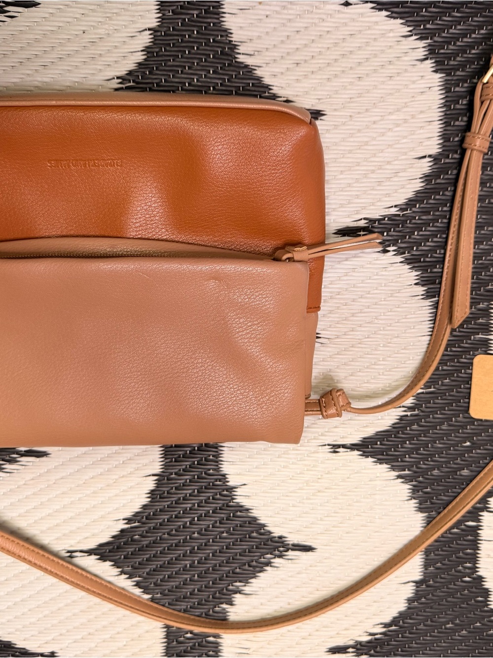 Elizabeth and James Cognac Brown Leather Crossbody Bag Double Compartment